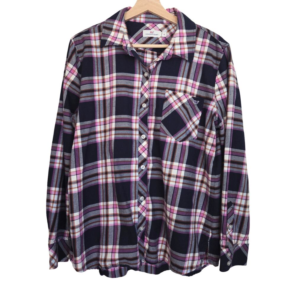 Vineyard Vines | 100% Cotton Flannel Pink Plaid Long Sleeve Button Up Shirt